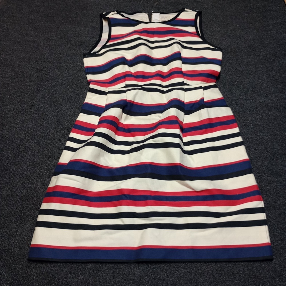 J Crew‎ Dress Women 4 Mini Multi Colored Sleeveless Stripe Cute Ladies Zip Back